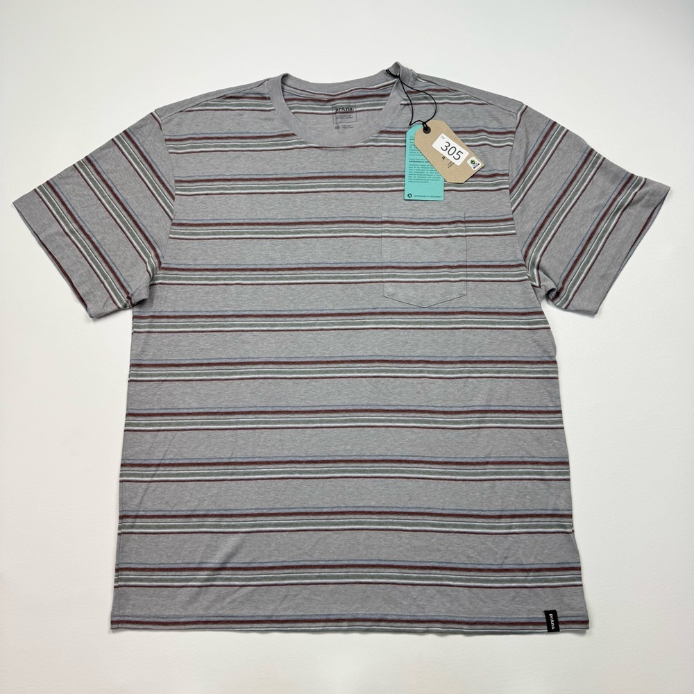 NEW! Men’s prAna Cardiff Short Sleeve Striped Pocket T-Shirt Size Size 2XL W/Tag
